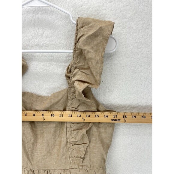 Madewell Linen Blend Ruffle Tie Back Jumpsuit Women’s 10 Seed Khaki NWT - Picture 4 of 11
